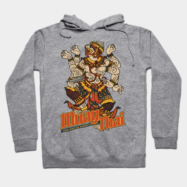 Vintage Muay Thai Hanuman Tattoo Hoodie by KewaleeTee